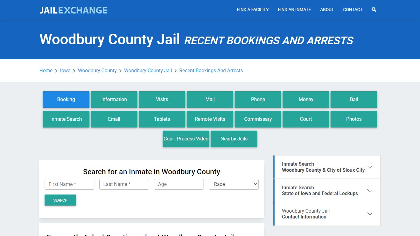 Woodbury County Jail Recent Bookings And Arrests - Jail Exchange