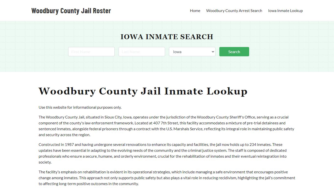 Woodbury County Jail Roster Lookup, IA, Inmate Search